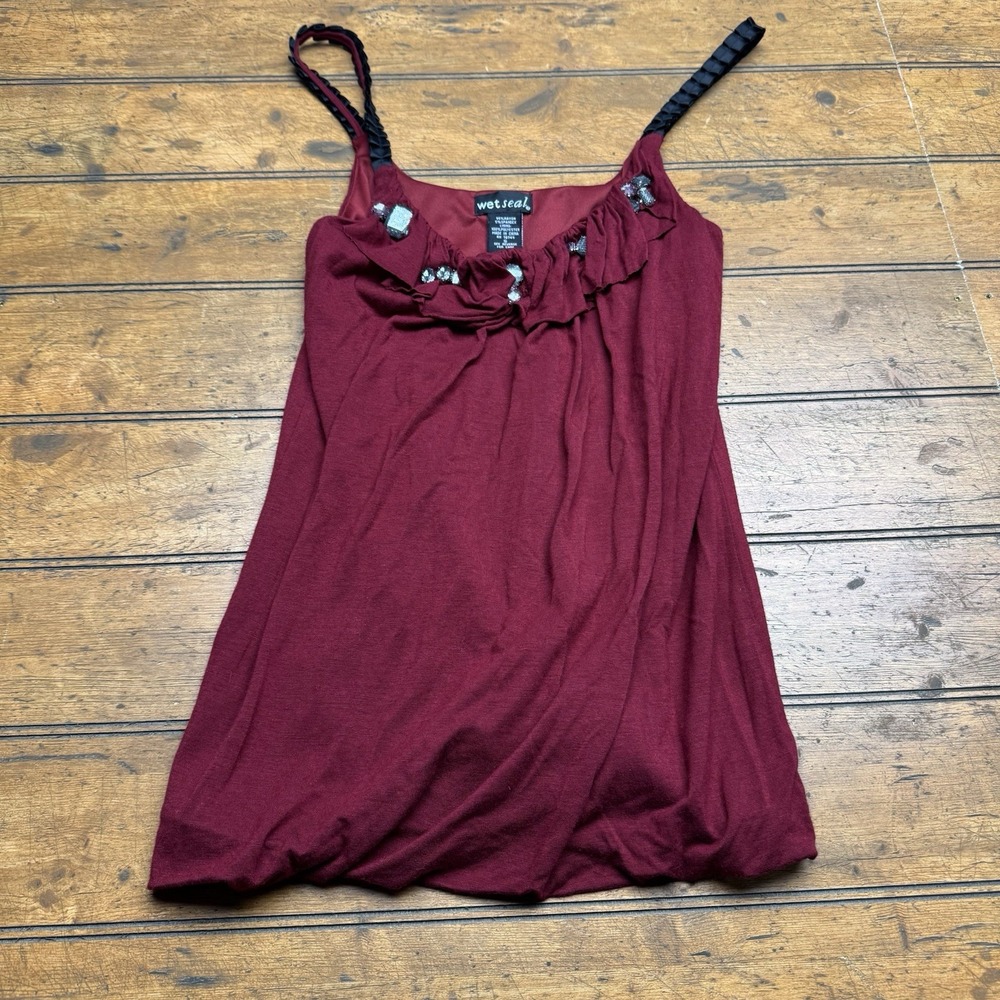 Size Small Women's Wet Seal Tank Top With Beaded Jewel‎ Embellishments Y2K